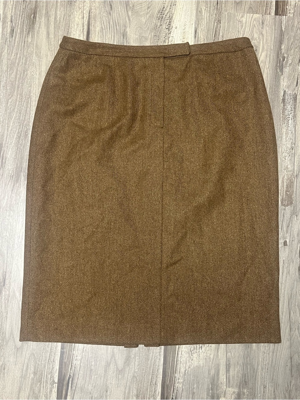 Vintage Lauren Ralph Lauren Brown Herringbone Tweed Lambswool Skirt 16